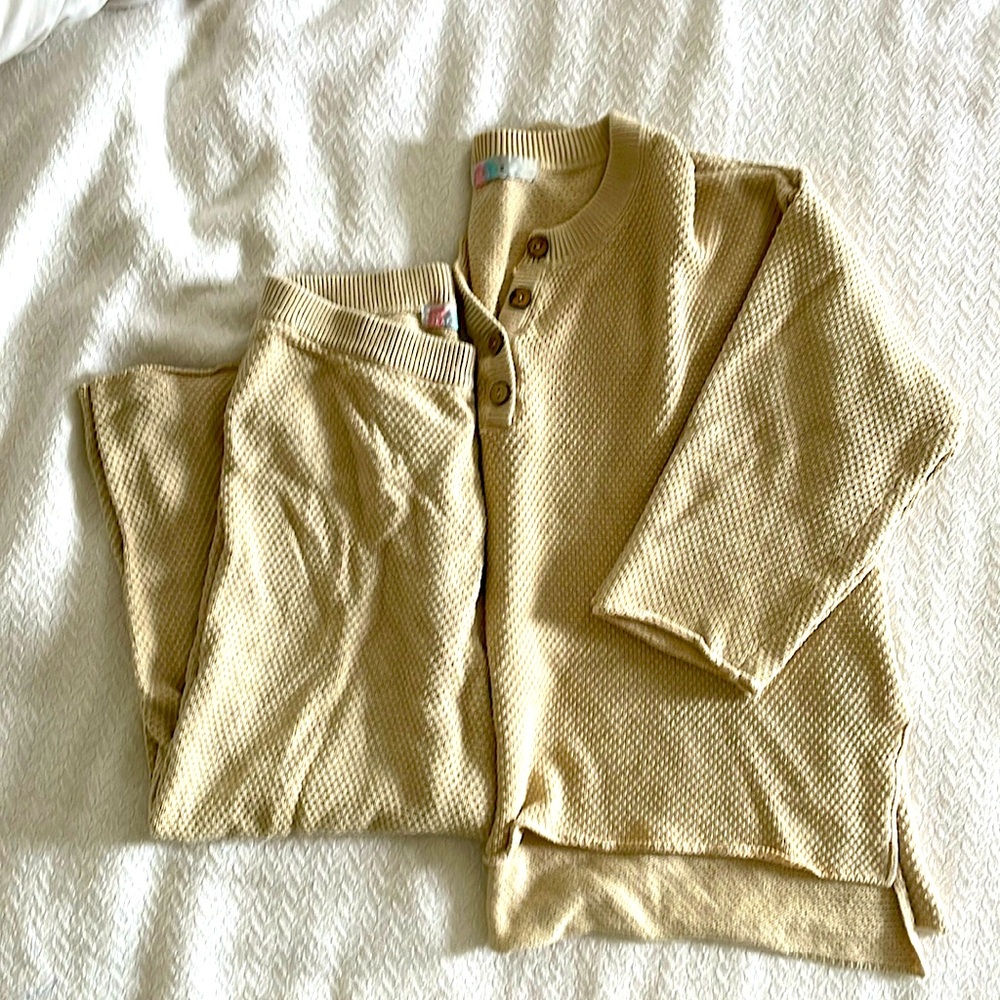 Free People Knit Set - Hailee Sweater - Medium - Au Lait Tan